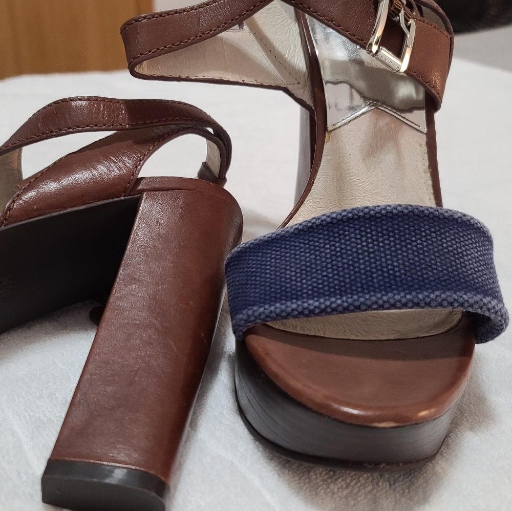 Michael Kors Chocolate and Navy High Heel Sandals - Picture 3 of 6